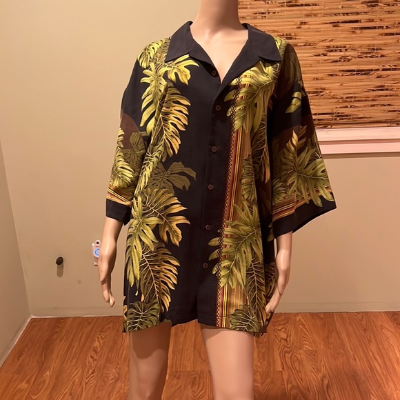 Tommy Bahama Button Down Silk Shirt In Leaf Print Size XXL - Picture 1 of 7